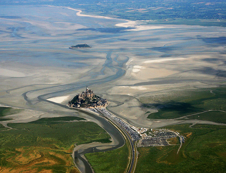 Mont Saint-Michel widok z samolotu, Francja