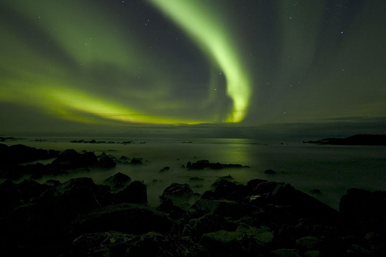 Zorza polarna w pobliżu Berlevåg, Norwegia